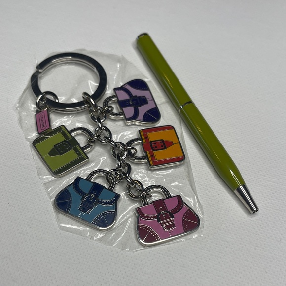 Coach Accessories - Coach Colorful Bag Charm Keychain and Green Coach Pen Set